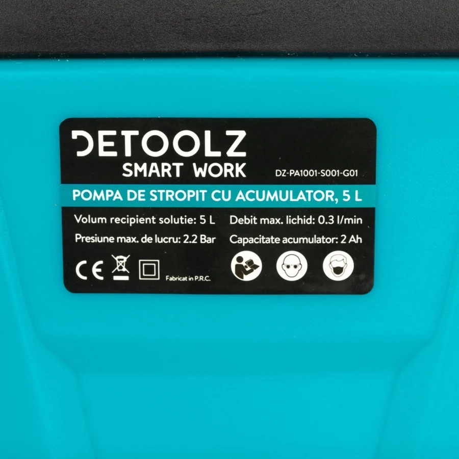Pompa de Stropit cu Acumulator Li-Ion 5L Detoolz, Vermorel Electric Compact Portabil cu Duza din Alama [1]