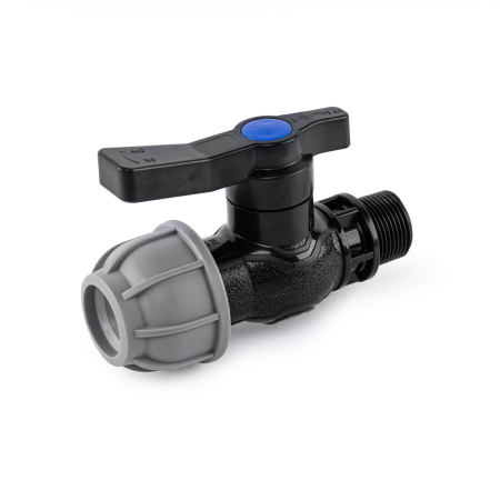 Accesorii irigat - Robinet pentru Teava PE 25mm cu Filet Exterior 3/4 Ieftin, Robinet cu Sfera PN10 de Compresiune Irigatii
