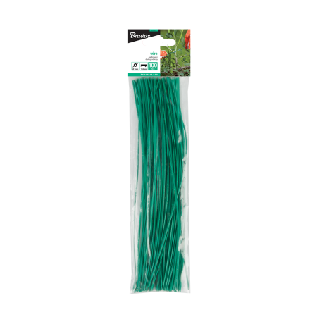 Accesorii agricole - Sarma Plastificata pentru Legat Plante 20cm Rola Set 100 Bucati Bradas, Fir Metalic Flexibil Invelit in PVC