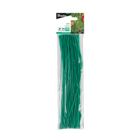 Accesorii agricole - Sarma Plastificata pentru Legat Plante 25cm Rola Set 100 Bucati Bradas, Fir Metalic Flexibil Invelit in PVC