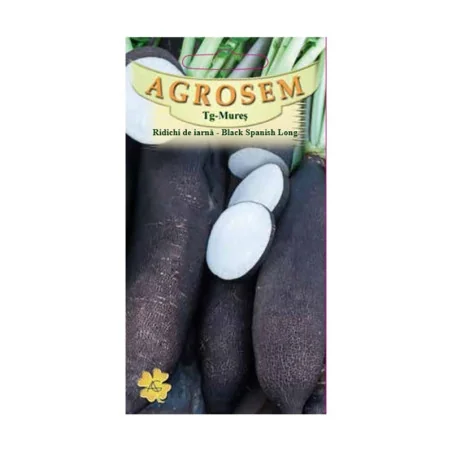 Seminte ridichi - Seminte Ridichi de iarna Black Spanish Long 4g Agrosem - Ridiche Neagra Lunga Medicinala