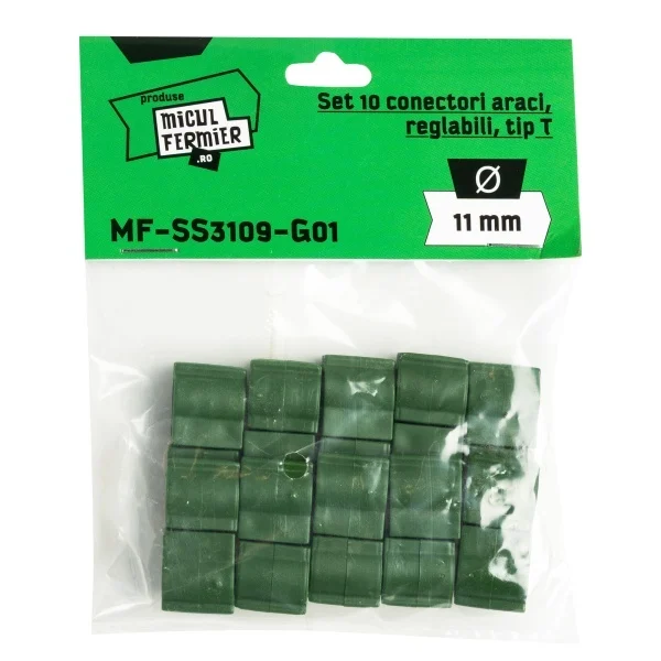 Araci/ Suporti plante - Set 10 Conectori Araci Micul Fermier (MF), Tip T Reglabili, Q 11 mm, pentru Spaliere si Grilaje