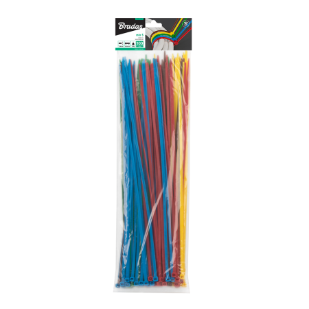 Colier / Faseta - Set 100 Coliere Plastic Colorate Bradas 4.8 x 250 mm, Rezistente la UV, Forta de Rupere 22 kg