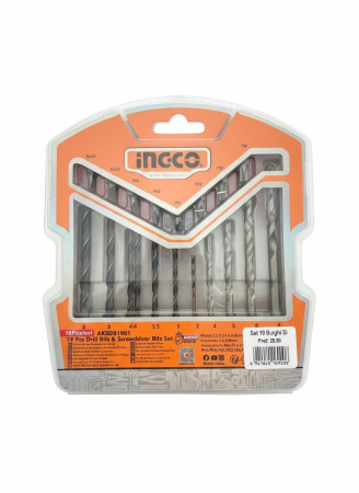Burghie - Set 19 Burghie si Capete de Surubelnita AKSDB1901, Trusa Mixta Profesionala pentru Gaurire si Insurubare