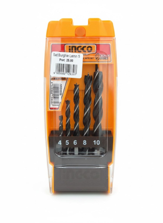 Burghie - Set 5 Burghie pentru Lemn de Inalta Precizie AKD5058, Trusa Burghie Profesionale cu Varf de Centrare