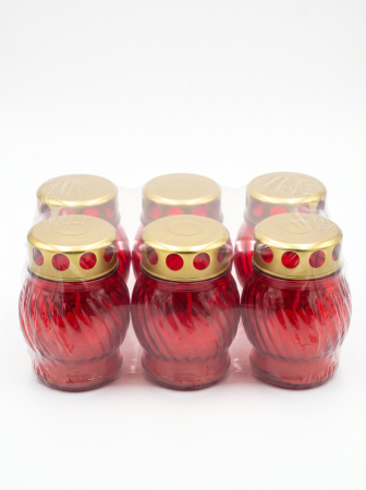Set 6 Candele Sticla 72 cu Capac Metalic 30g Ardere 4-6 Ore [1]