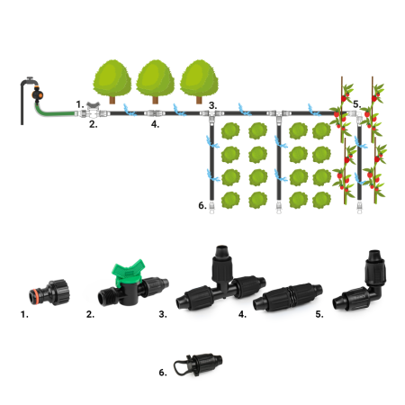 Set Accesorii Irigare prin Picurare Tub 16mm Bradas, Kit Fitinguri Extins (42 piese/set [2]