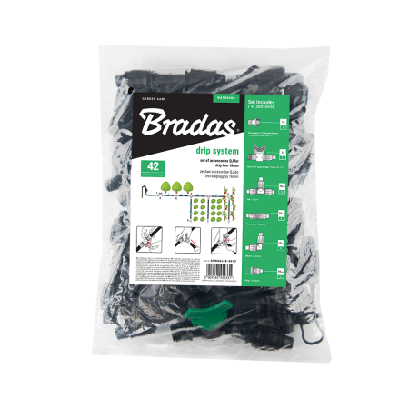 Set Accesorii Irigare prin Picurare Tub 16mm Bradas, Kit Fitinguri Extins (42 piese/set [4]
