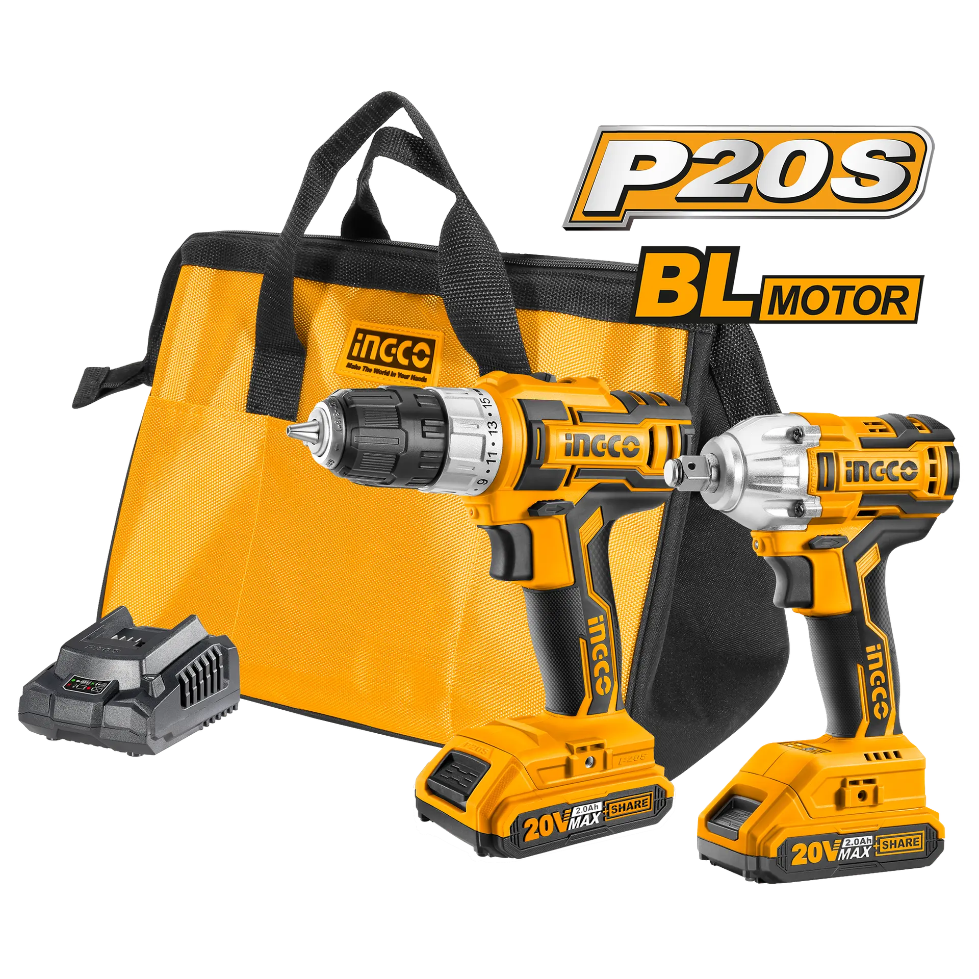 Truse /set scule - Set Bormasina 20V si Autofiletanta 1/2 INGCO cu 2 baterii si incarcator