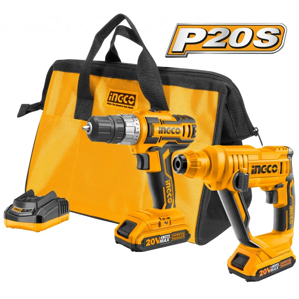 Truse /set scule - Set Bormasina si Picamer 20V INGCO cu 2 acumulatori si geanta