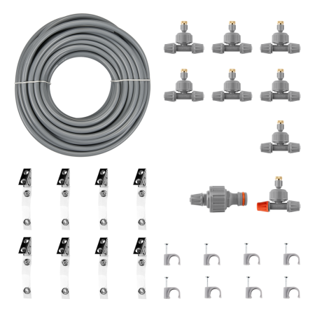 Accesorii irigat - Set Complet Perdea de Apa 12m pentru Terasa, Sistem de Racire prin Pulverizare Ceata cu Duze din Alama