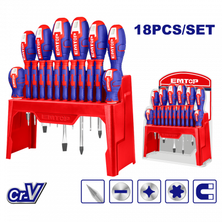 Scule de mana - Set de 18 bucăți de șurubelnițe