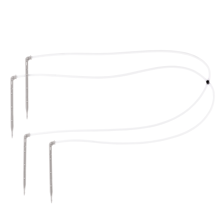 Casa, Gradina - Set Picurator Sageata Cvadruplu Bradas, 2.2 L/h, cu 4 Furtunuri PE Albe 50 cm si Adaptor, 10 buc/set