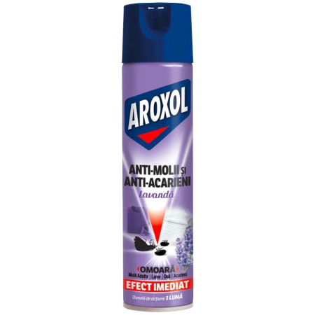 Insecticid - Spray Anti Molii de Haine Aroxol 250ml, Insecticid Aerosol cu Actiune Rapida si Parfum de Lavanda