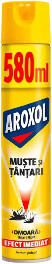 Insecticid - Spray Anti Muste si Tantari Aroxol 580ml, Insecticid Aerosol Heavy-Duty cu Efect de Soc Imediat