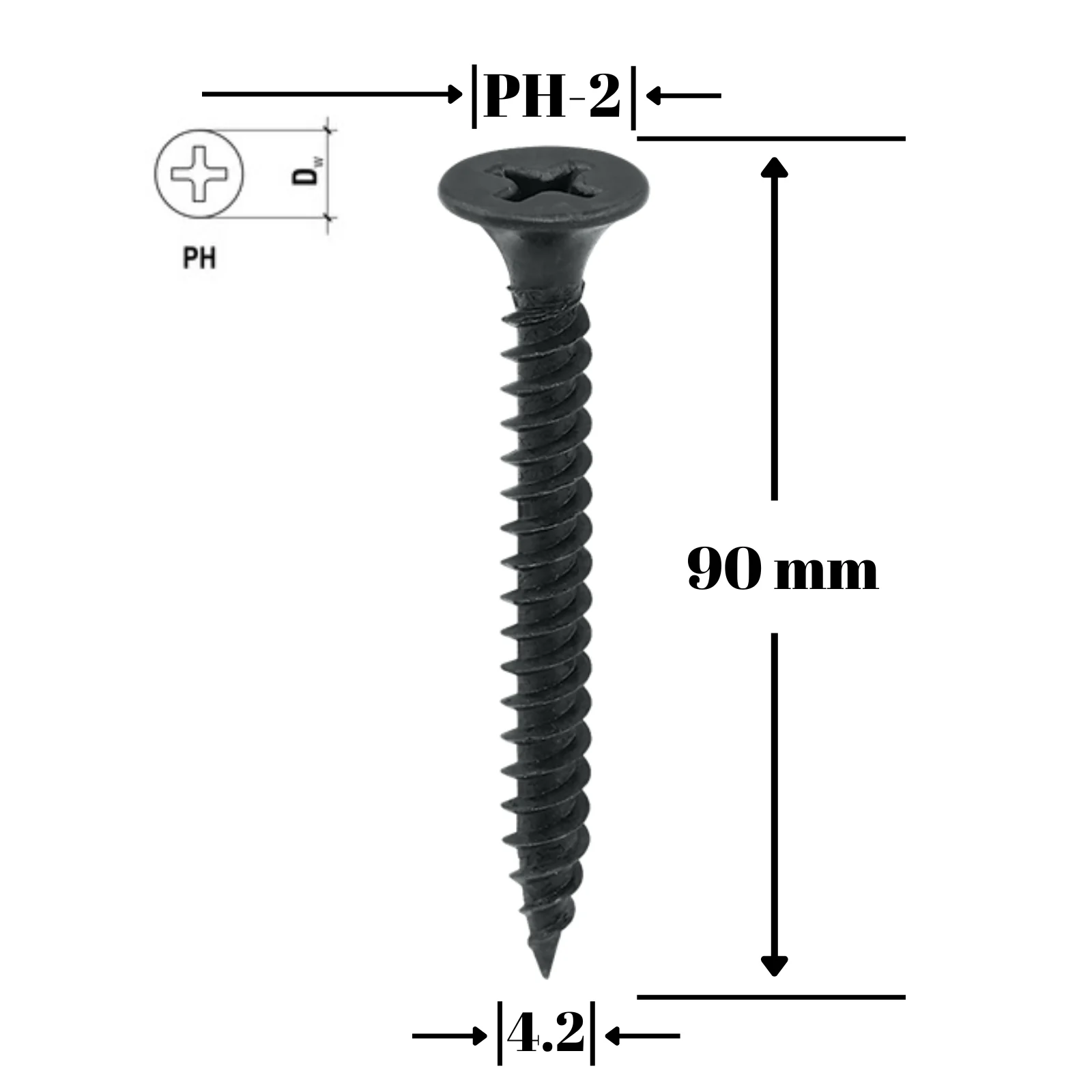 Produse Bricolaj - Surub Rigips Metal Lung WKT-TN 4.2x90mm 250buc KSGM-42090 - Holszurub Autofiletant Negrat
