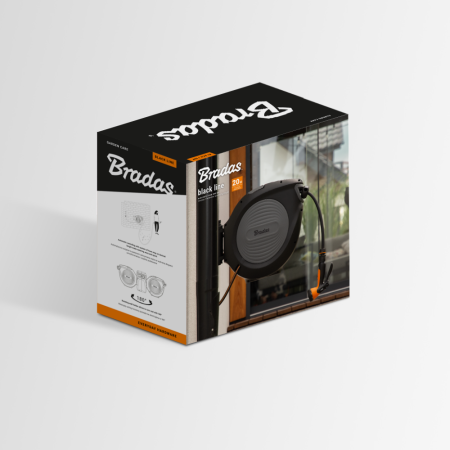 Tambur Automat cu Furtun de Gradina 1/2 20m Black Line Bradas, Caciun Retractabil de Perete cu Sistem Anti-Smucitura [3]