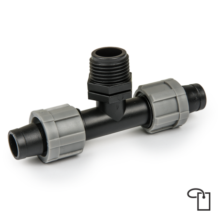 Accesorii irigat - Teu Banda Picurare 16 mm cu Conector 1/2 inch Filet Exterior, Bradas