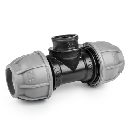 Accesorii irigat - Teu Compresie PE cu Reductie 3/4 inch Filet Interior, 20 mm x 3/4 x 20 mm, PN10, Bradas