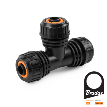 Accesorii irigat - Teu Conector Triplu pentru Furtun Gradina 1/2 inch, Bradas Black Line