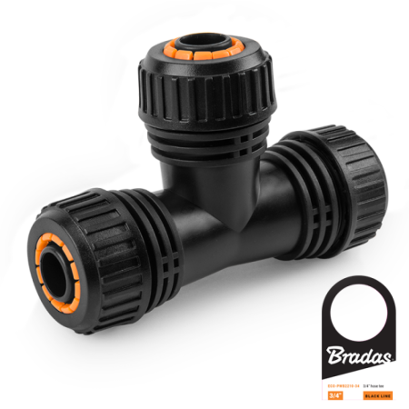 Accesorii irigat - Teu Conector Triplu pentru Furtun Gradina 3/4 inch, Bradas Black Line