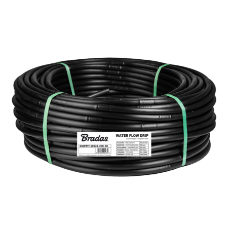 Accesorii irigat - Tub Picurare Profesional 16mm Rola 50m Bradas Water Flow Drip, Conducta Irigare Perete Gros cu Picuratori Rivulis din 33 in 33cm