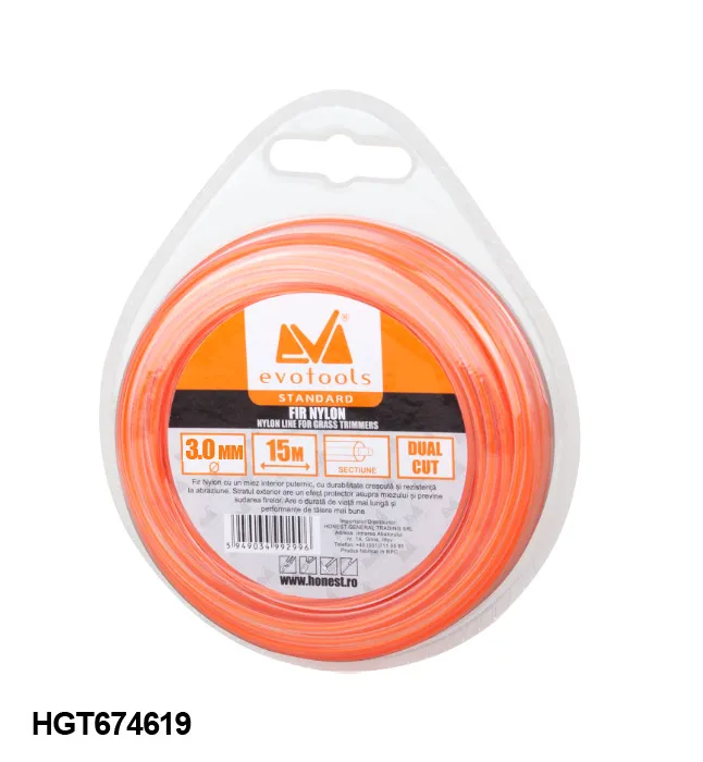 Masini de tuns iarba - Fir Nylon cu Dinti 3 mm x 15 m