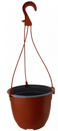 Alveole, tavi si ghivece - Ghiveci rotund 17 x 10.7 cm 1.6L maro  cu agatatoare