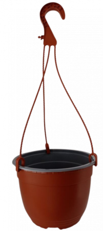 Alveole, tavi si ghivece - Ghiveci rotund 21 x 13.7 cm 3L maro cu agatatoare