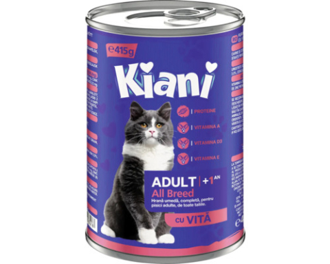 Hrana pentru pisici - Hrana umeda pentru pisica cu aroma de vita 415 gr - Kiani