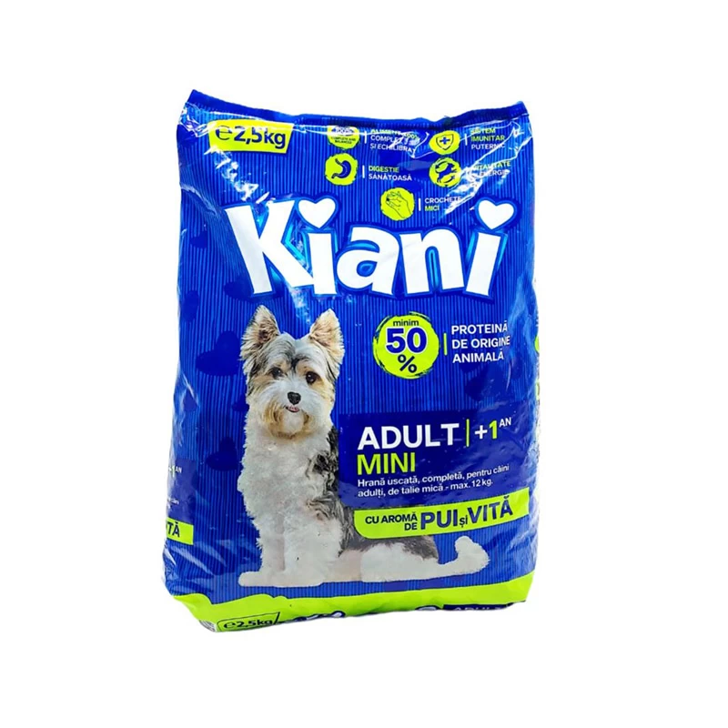 Hrana pentru caini - Hrana uscata pentru caini Kiani 2.5 kg cu aroma de pui si vita