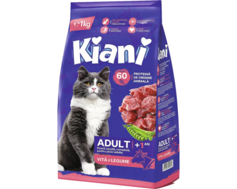 Hrana pentru pisici - Hrana uscata pisica +1 an  vita si legume1 kg