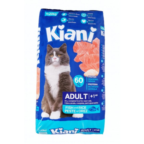 Hrana pentru pisici - Hrana uscata pisica adult cu peste si orez 20 kg - Kiani