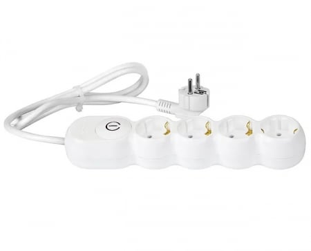 Bricolaj - Prelungitor 3G1.5 alb 4 prize cu intrerupator  3 m