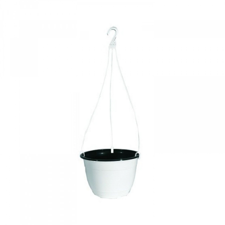 Ghiveci rotund 21 x 13.7 cm 3L alb cu agatatoare