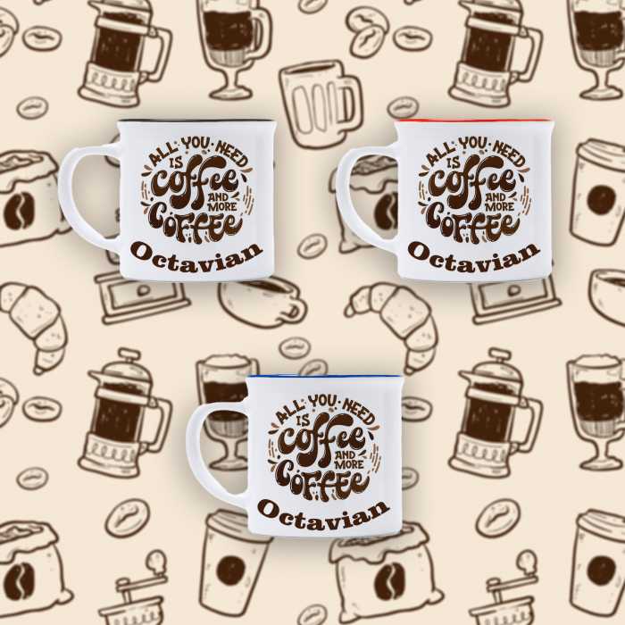 Cana personalizata cu varf colorat All you need is coffee [2]