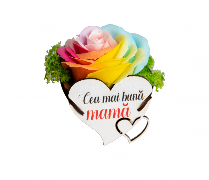 Cutie lemn personalizata cu trandafir de sapun si licheni Cea mai buna mama [1]