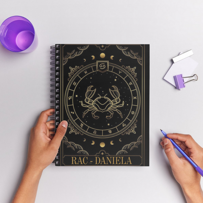 Agenda personalizata din lemn cu zodie - Black and Gold [1]