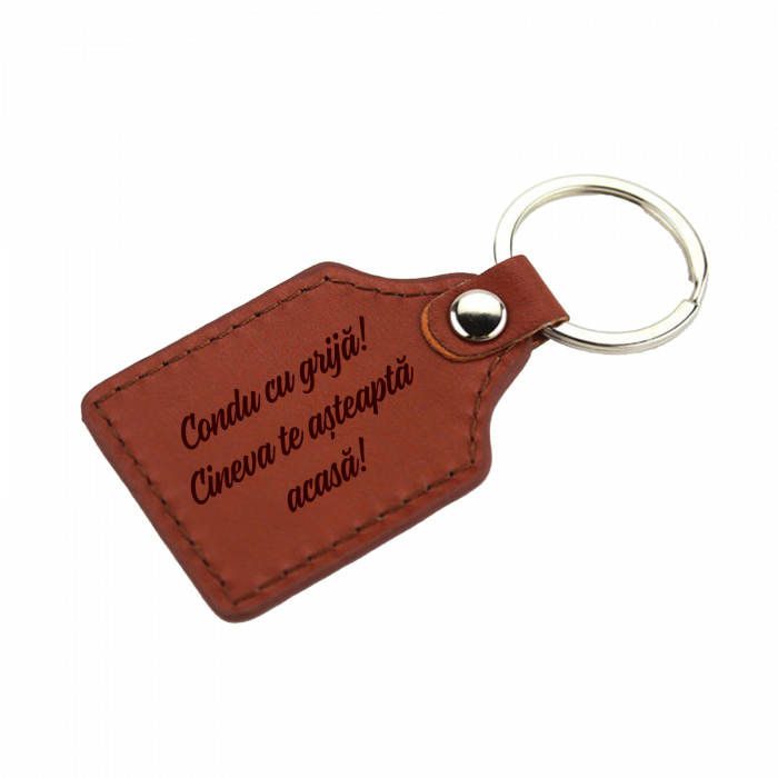 Breloc personalizat piele cu pandantiv din otel inoxidabil personalizat cu poza, 9x4,2 cm [2]