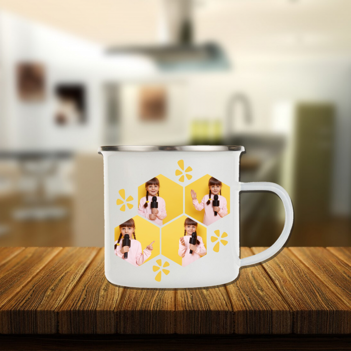 Cana personalizata cu 4 poze metalica emailata 240 ml [2]