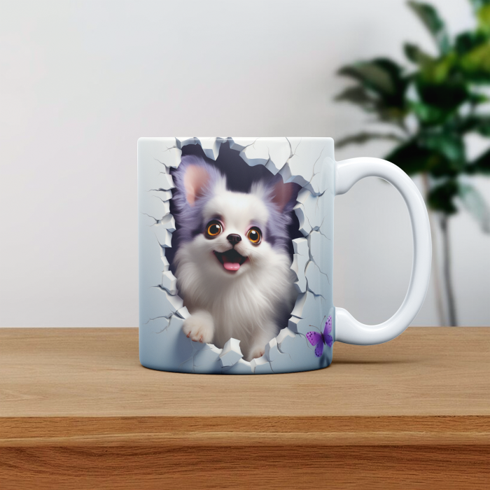 Cana personalizata cu poza si nume Caine Papillons [1]
