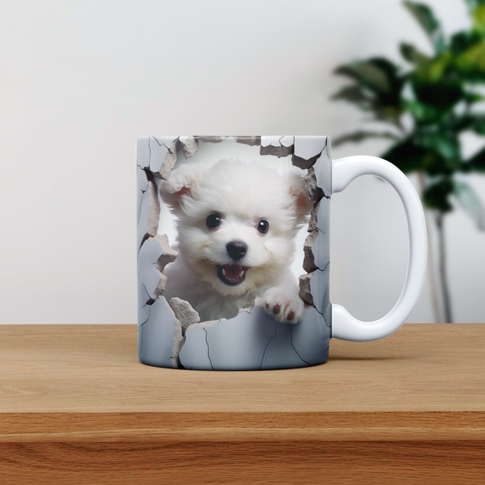 Cana personalizata cu poza si nume Caine Bichon pufos [1]