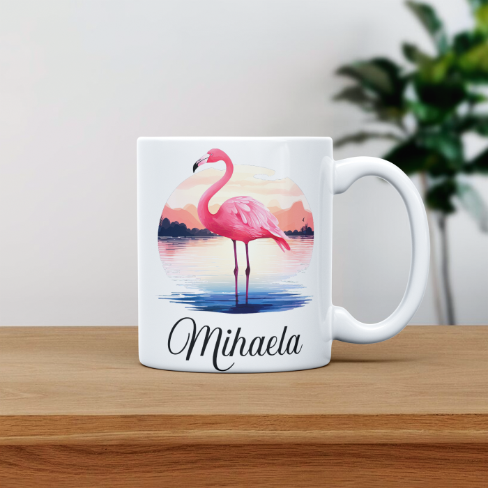 Cana personalizata cu poza si nume Flamingo portret [1]
