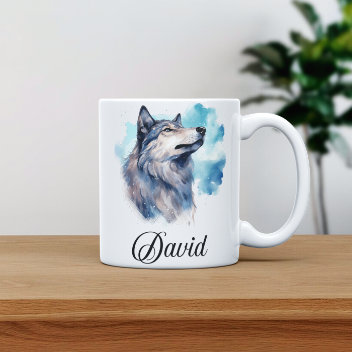 Cana personalizata cu poza si nume Lup portret [1]