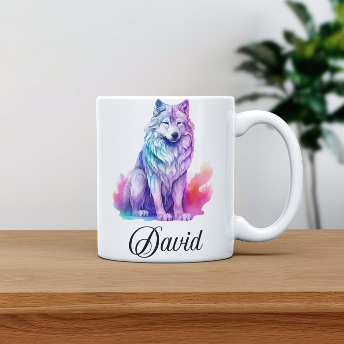 Cana personalizata cu poza si nume Lup mov [1]