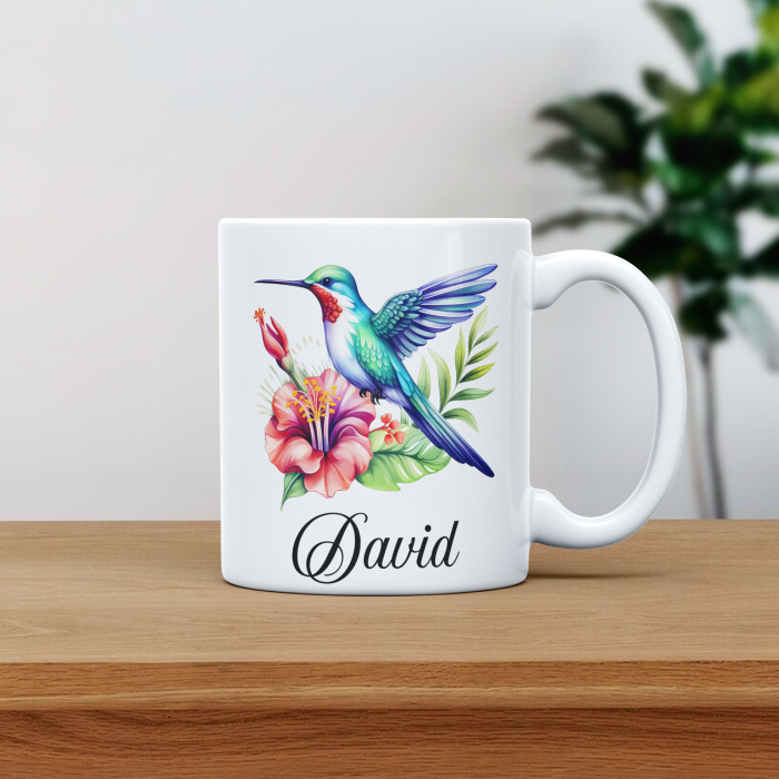 Cana personalizata cu poza si nume Pasare colibricu flori [1]