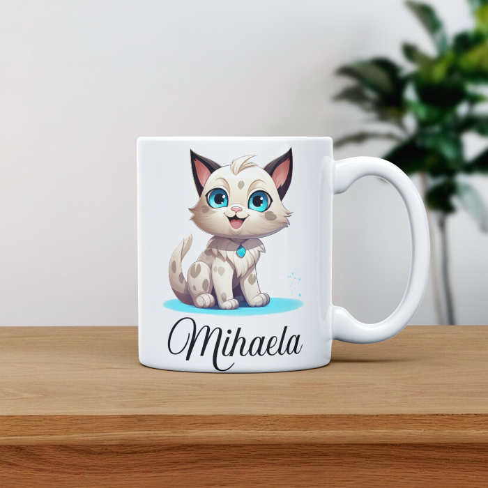 Cana personalizata cu poza si nume Pisica alba [1]