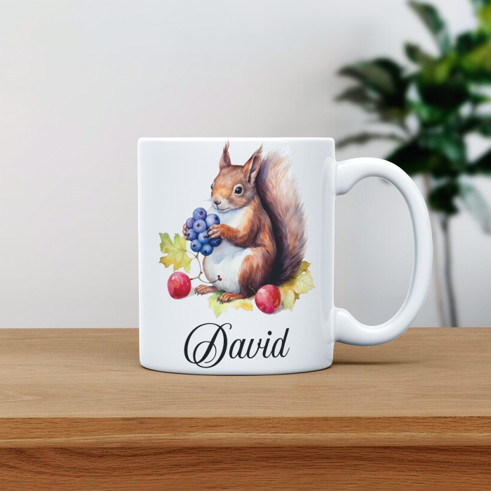 Cana personalizata cu poza si nume Veverita cu fructe [1]