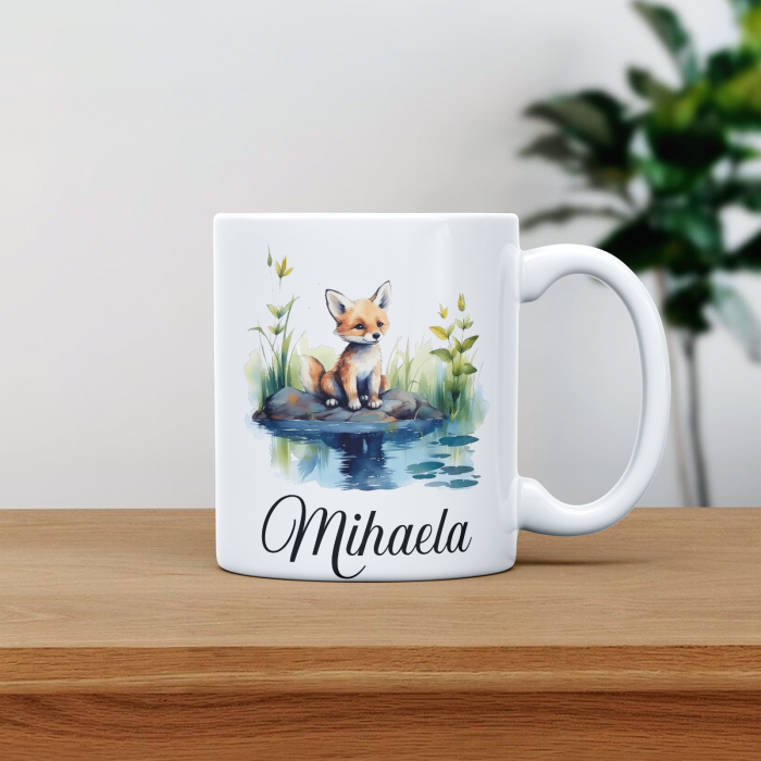 Cana personalizata cu poza si nume Vulpe pe lac [1]