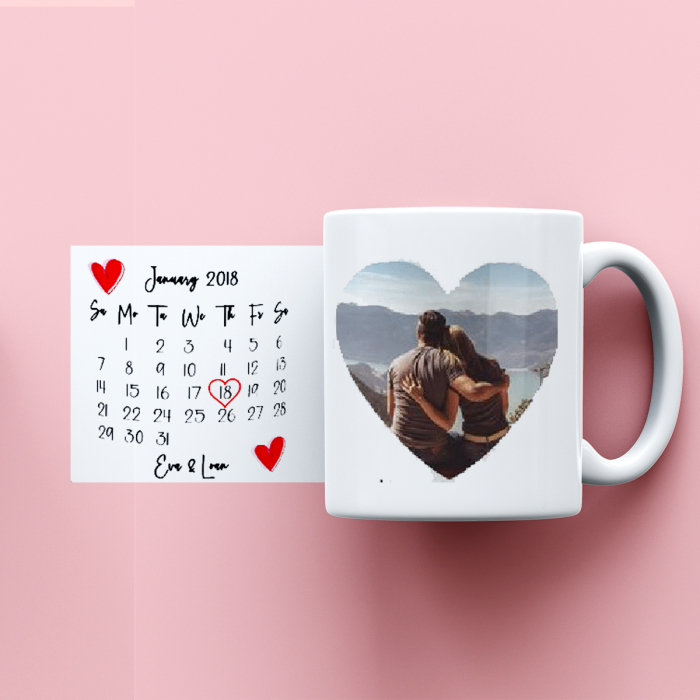 Cana personalizata cu poza si calendar Our anniversary [1]
